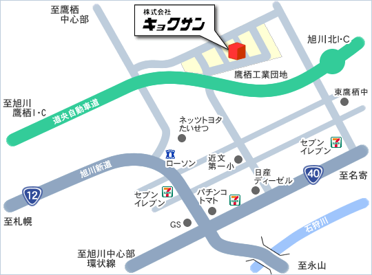 キョクサン　旭川本社地図